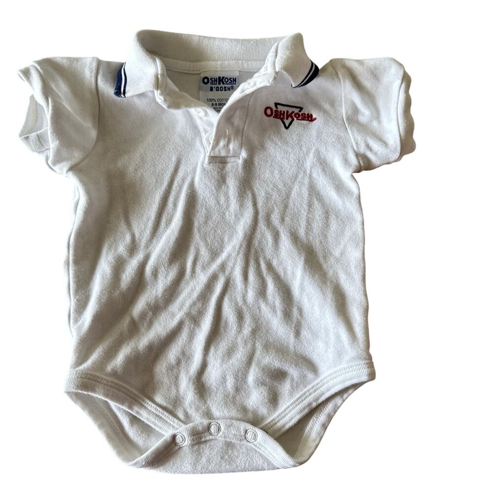Vintage Oshkosh White Polo Bodysuit 6-9 Months